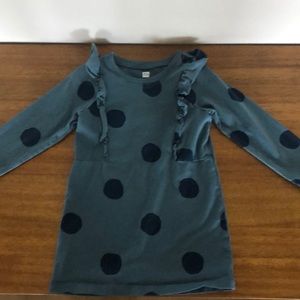 Blue cotton toddler ruffle sleeve dress